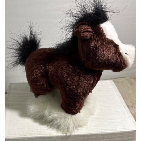 Ganz Lil Kinz Clydesdale Plush Brown & White Pony Black Mane & Tail 7.5" Tall - Picture 2 of 12
